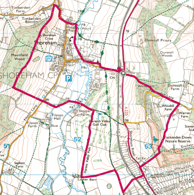 OS map of walk